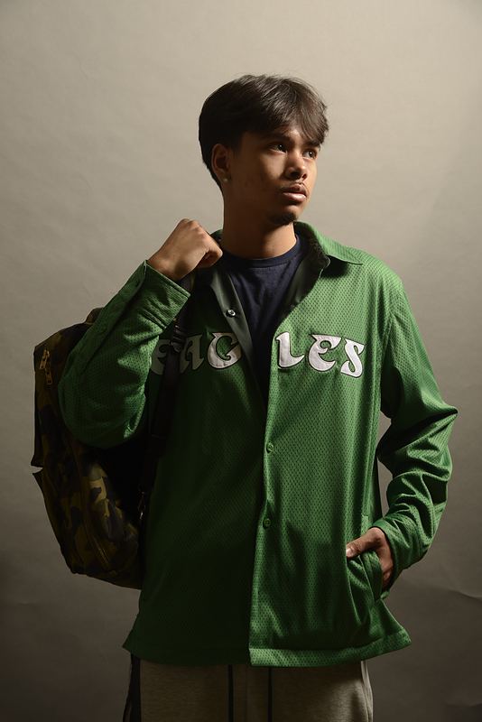 Green coach jacket, front. Same set-up and exposure as the rest of the session.